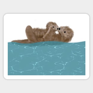 Cute Mom and Baby Otter Sticker